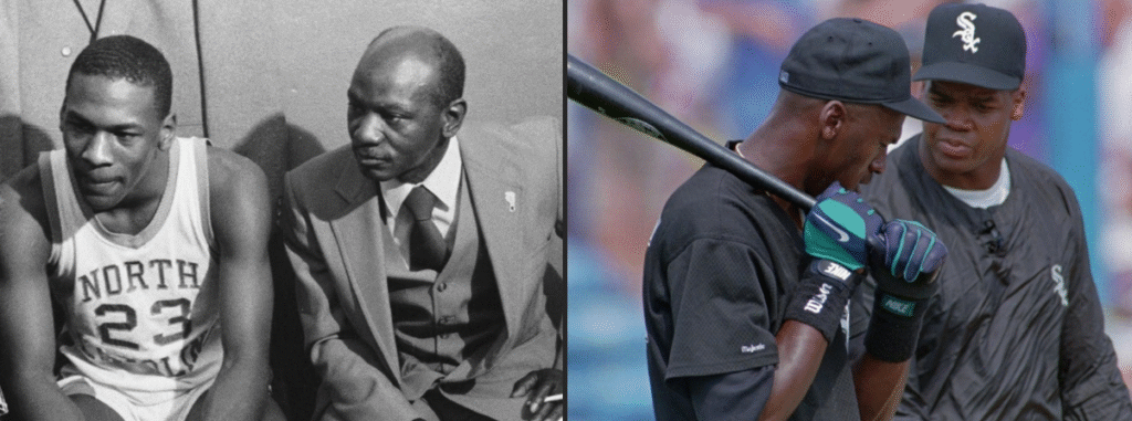 MJ with his father and baseball