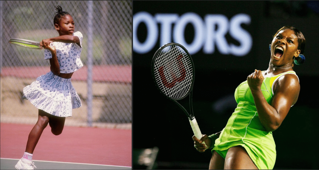 Serena as child and champion