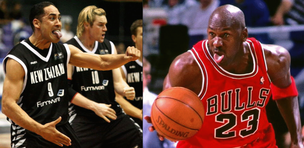 Tongue in haka and tongue of Michael Jordan